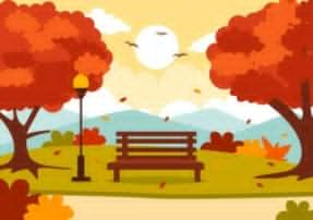 autumn landscape background illustration with mountains fields trees and fall leaves in flat cartoon natural season panorama templates vector